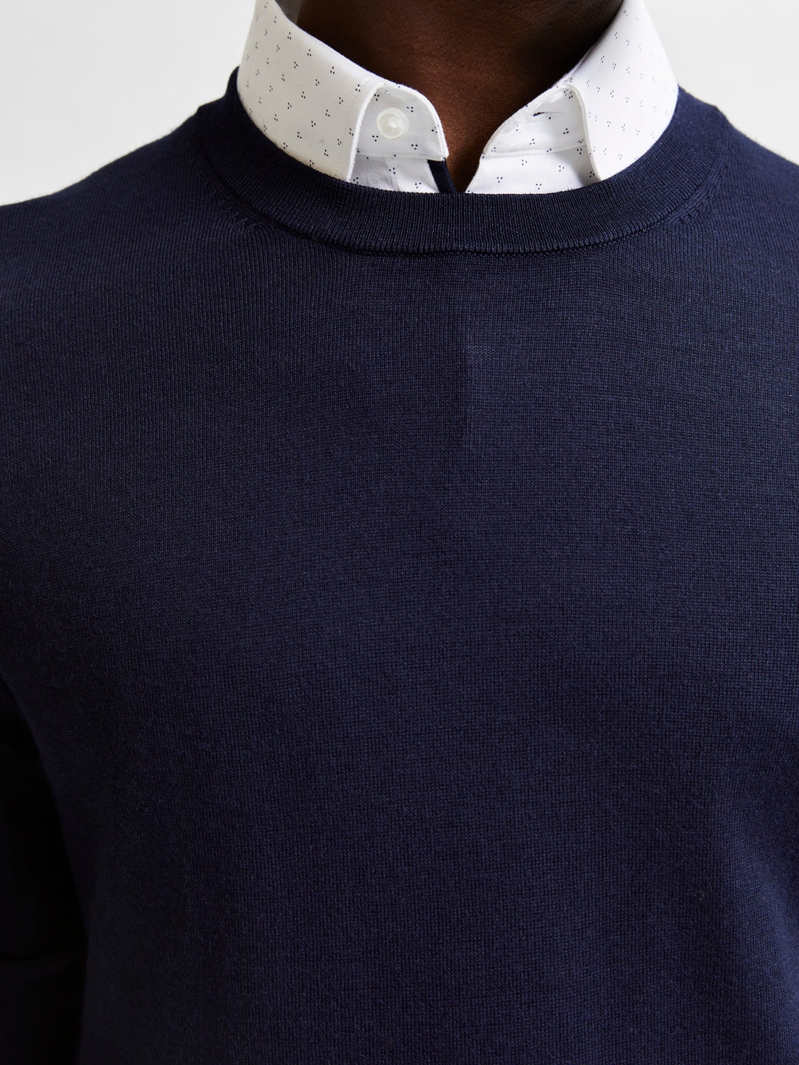 tröja tray merino knit selected homme sweater ull stickad ulltröja navy blue blå