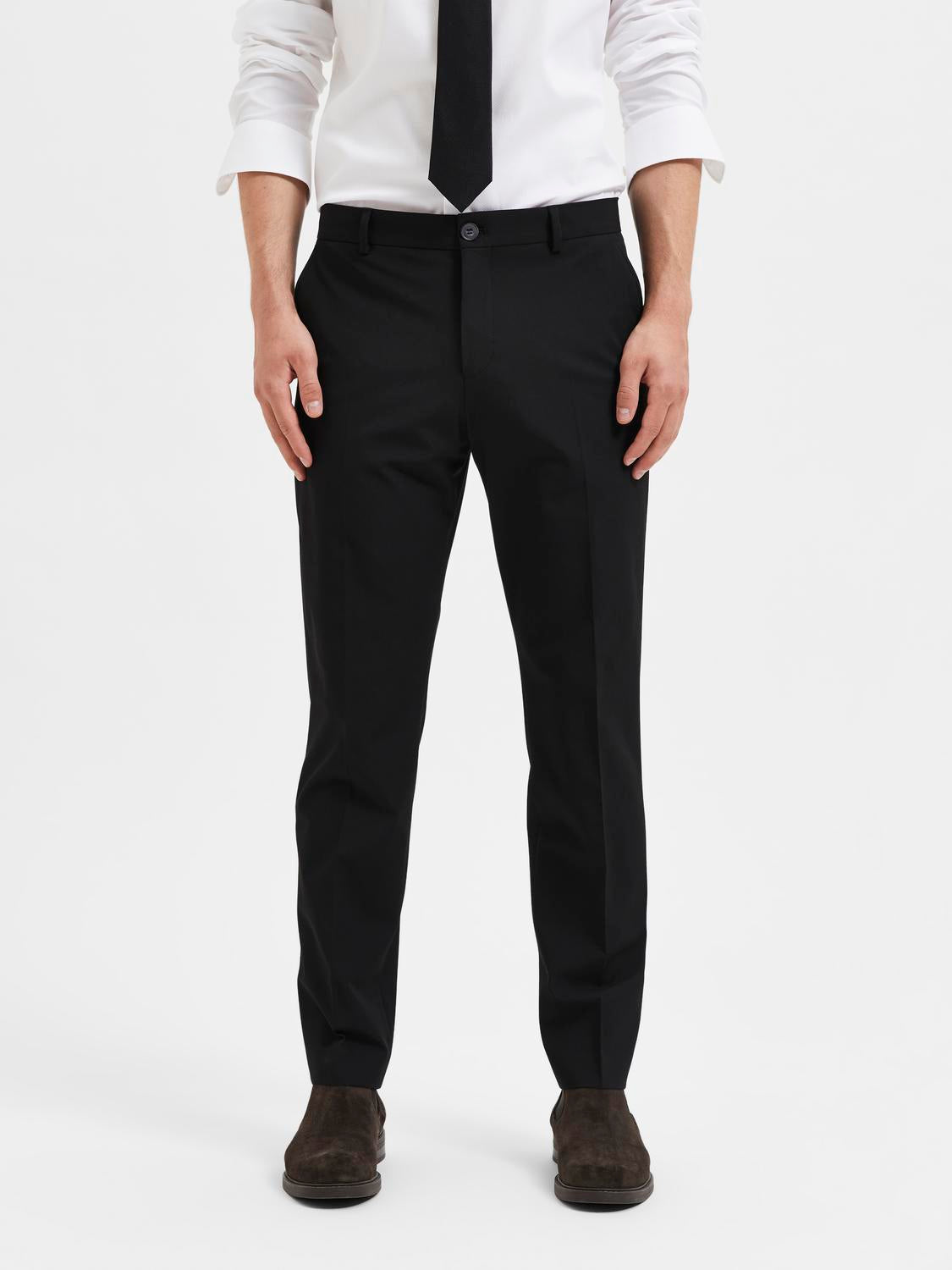 byxor kostym byxor selected homme liam trousers flex suitpants pants stretch black svart
