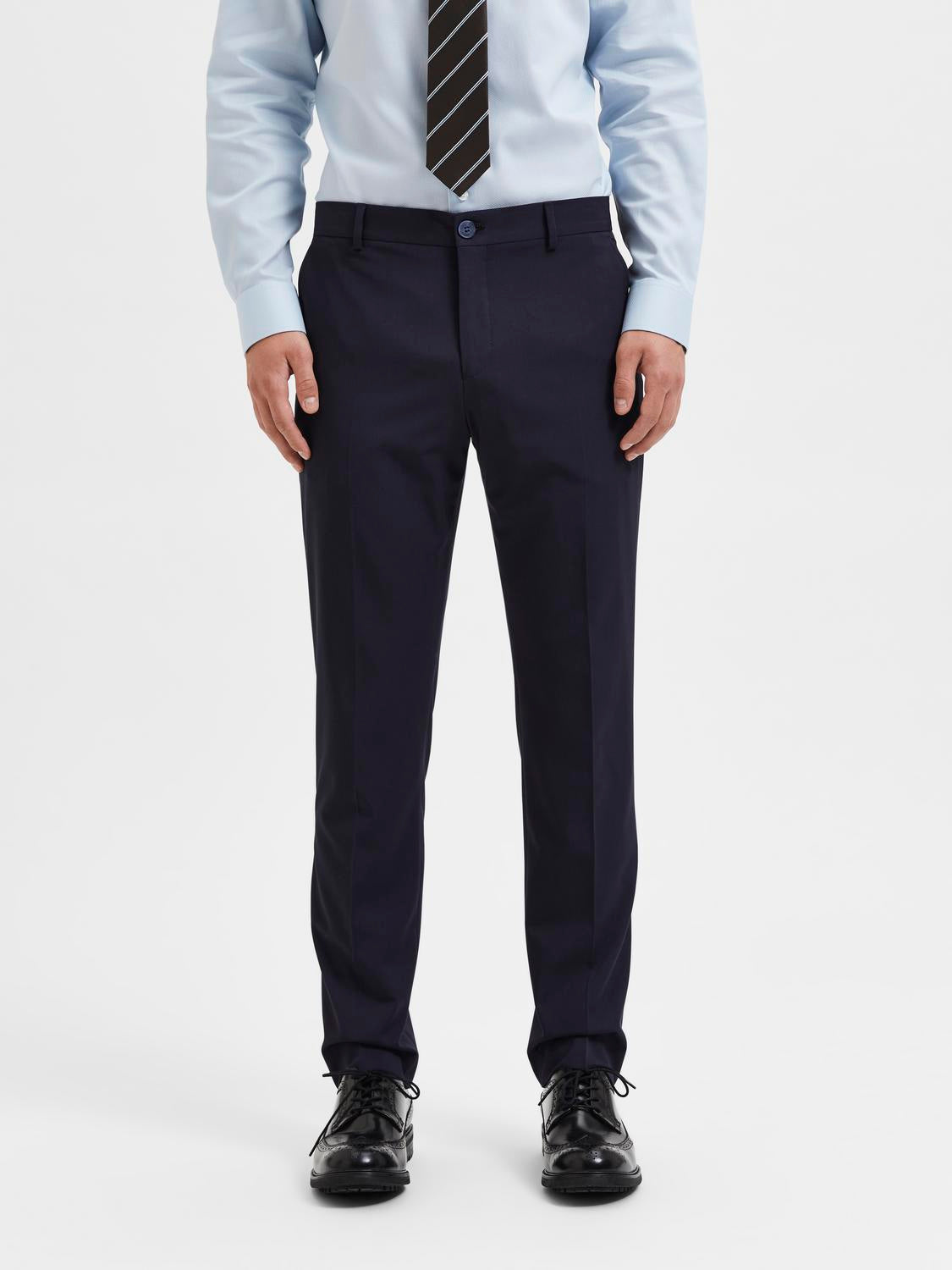 byxor kostym byxor selected homme liam trousers flex suitpants pants stretch navy blue blå