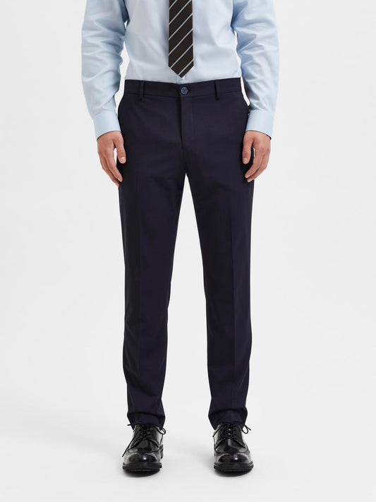 byxor kostym byxor selected homme liam trousers flex suitpants pants stretch navy blue blå
