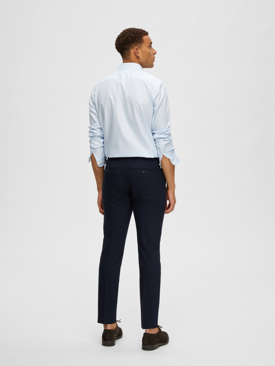 byxor kostym byxor selected homme neil trousers suitpants pants stretch navy blue blå
