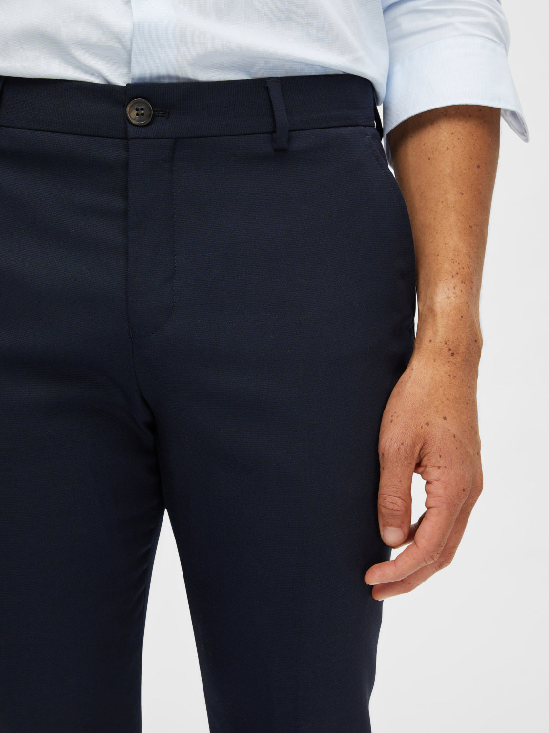 byxor kostym byxor selected homme neil trousers suitpants pants stretch navy blue blå