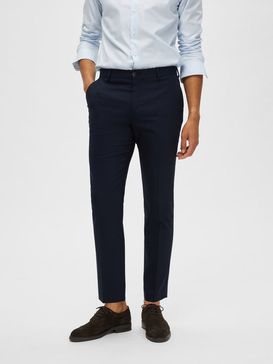 byxor kostym byxor selected homme neil trousers suitpants pants stretch navy blue blå
