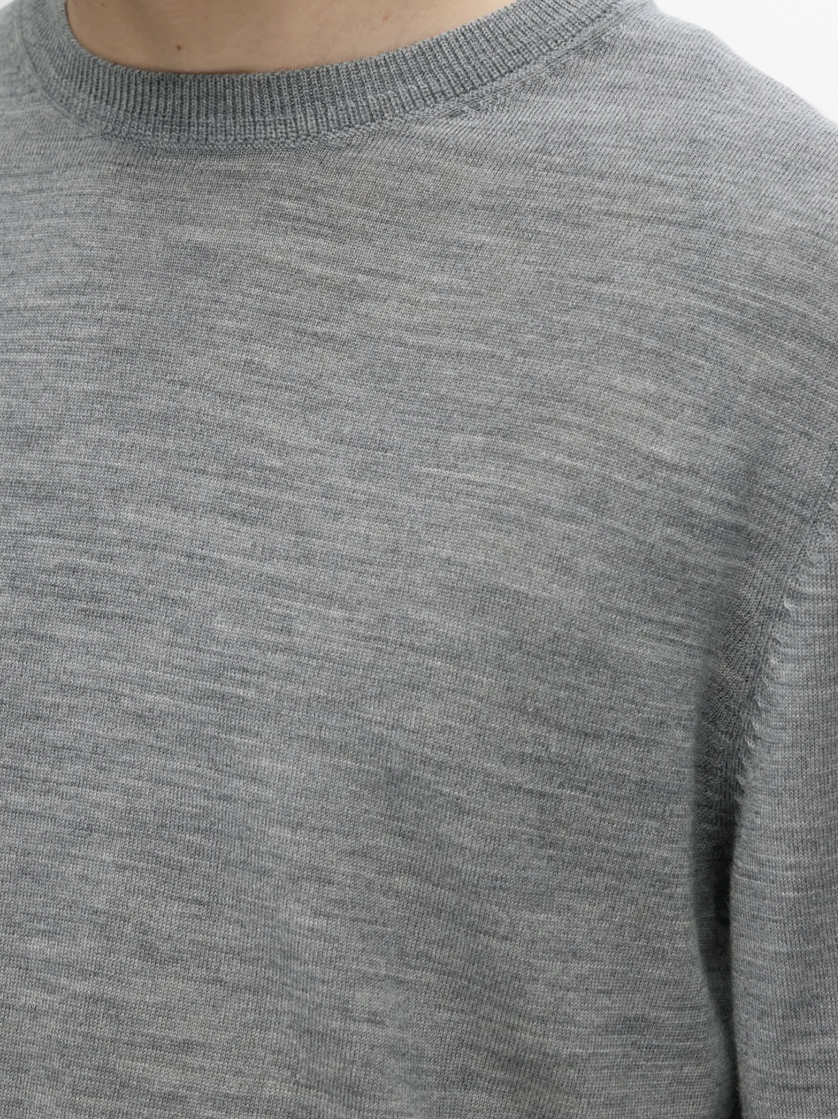 tröja tray merino knit selected homme sweater ull stickad ulltröja grey grå