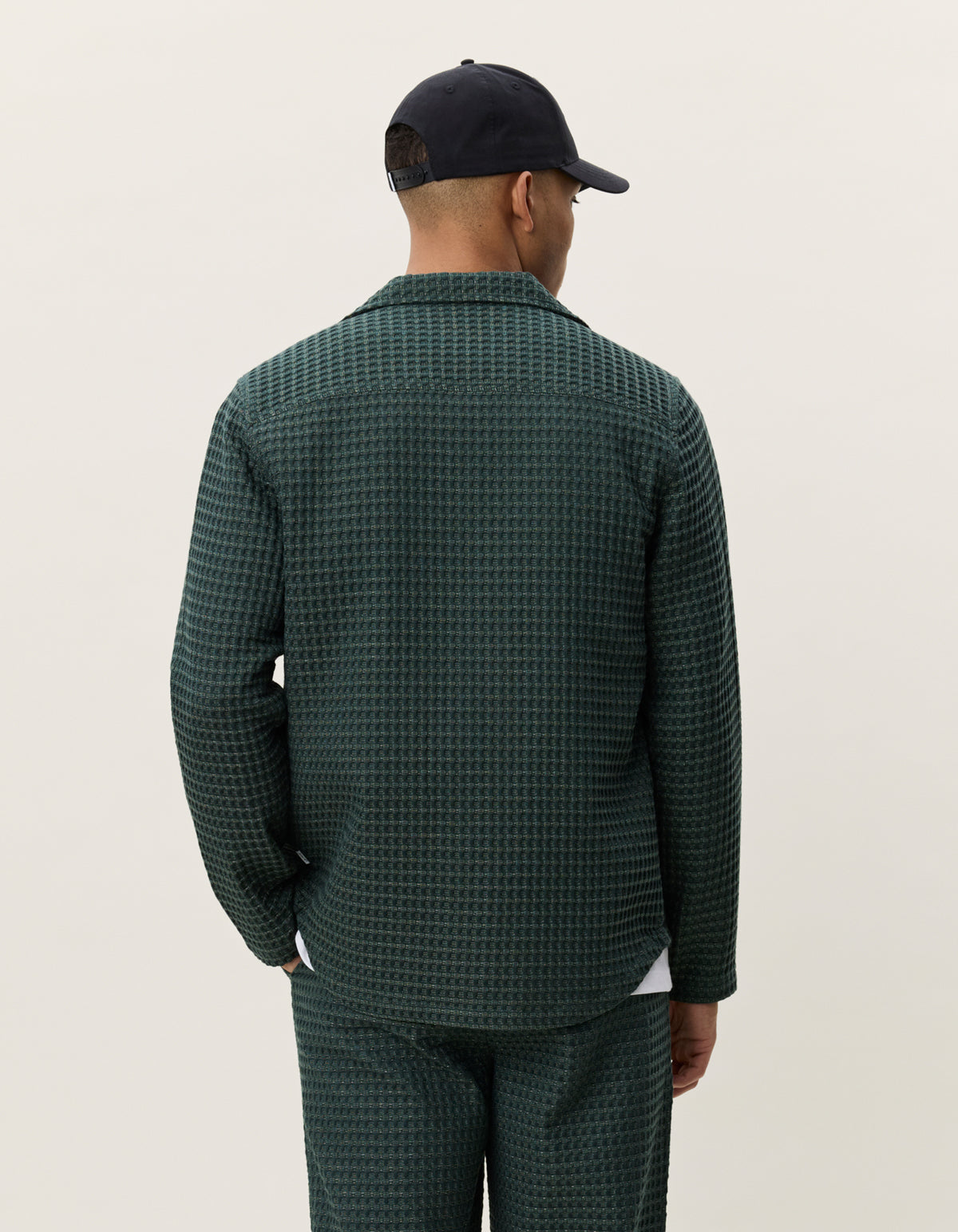 overshirt les deux check seersucker överskjorta pine green grön