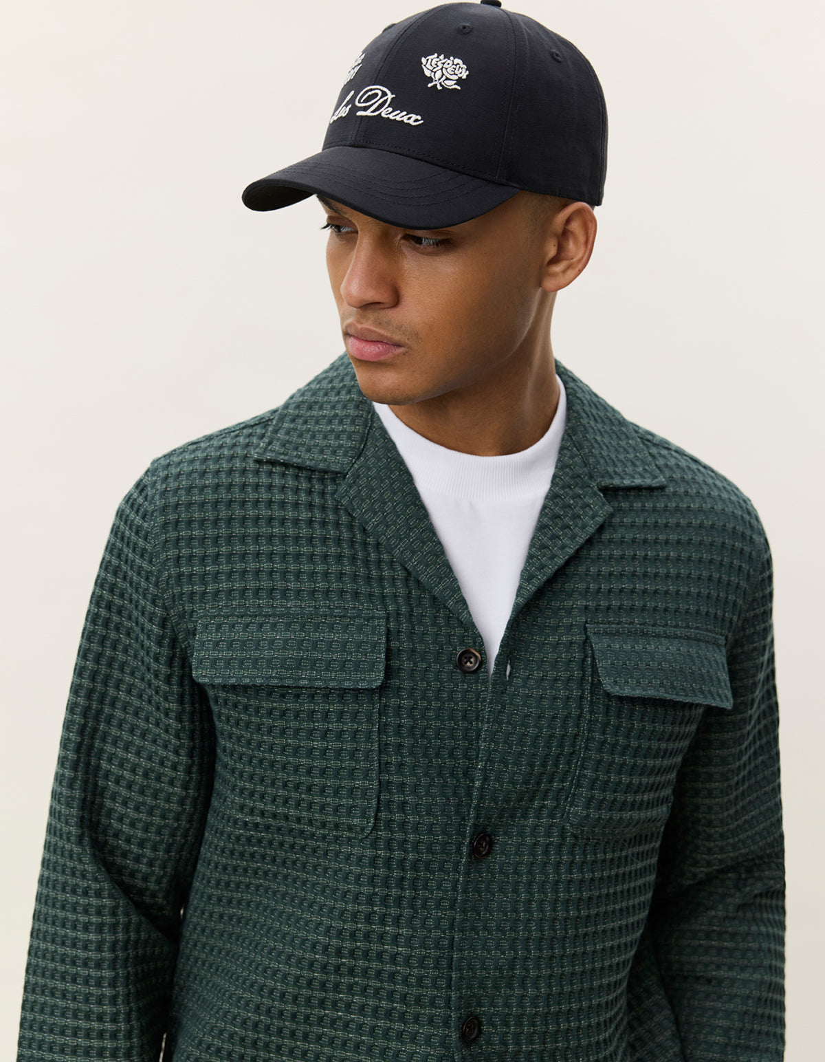 overshirt les deux check seersucker överskjorta pine green grön