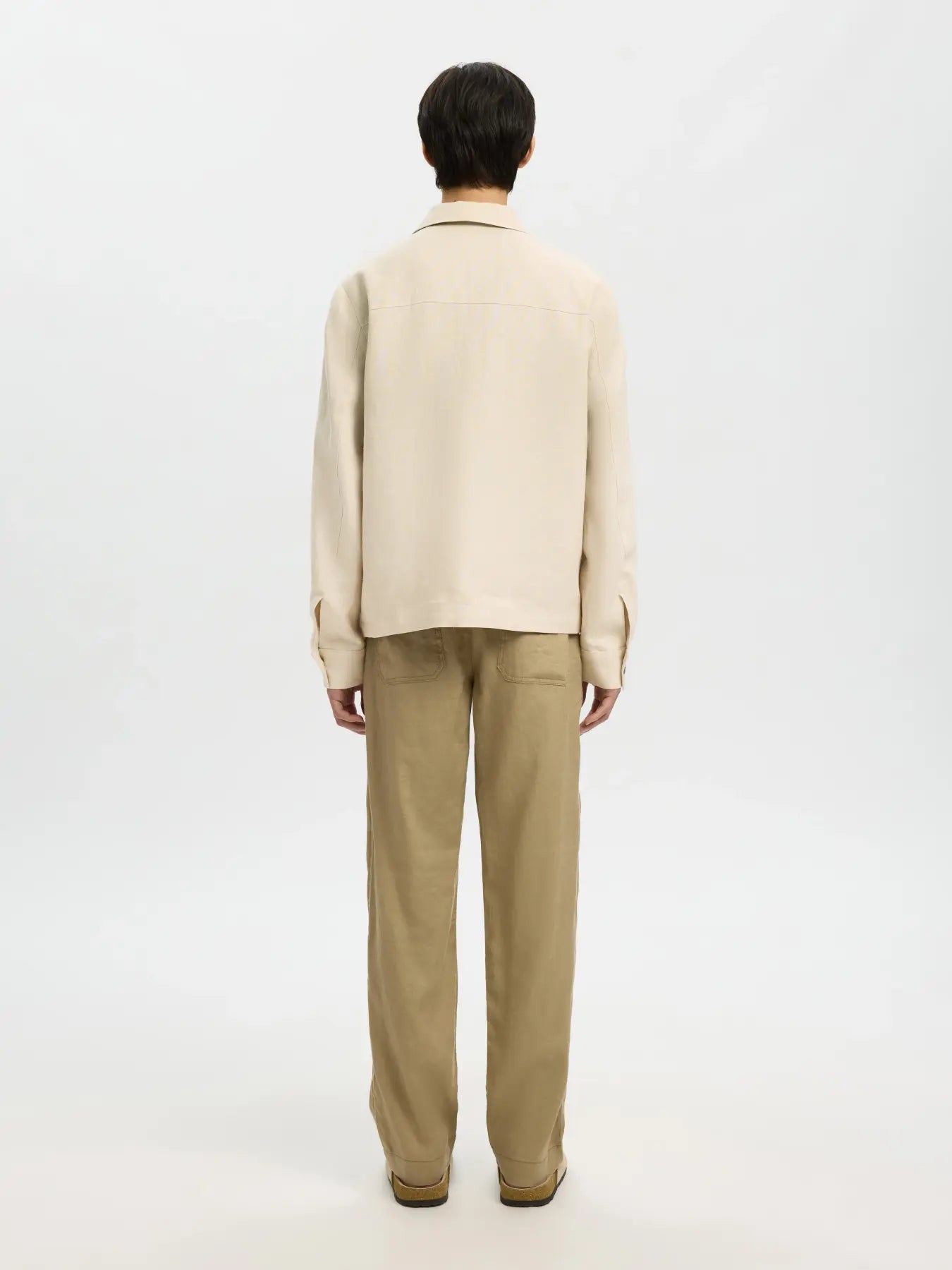 jacka linne selected homme baird linen zip jacket overshirt sommar jacka beach sand