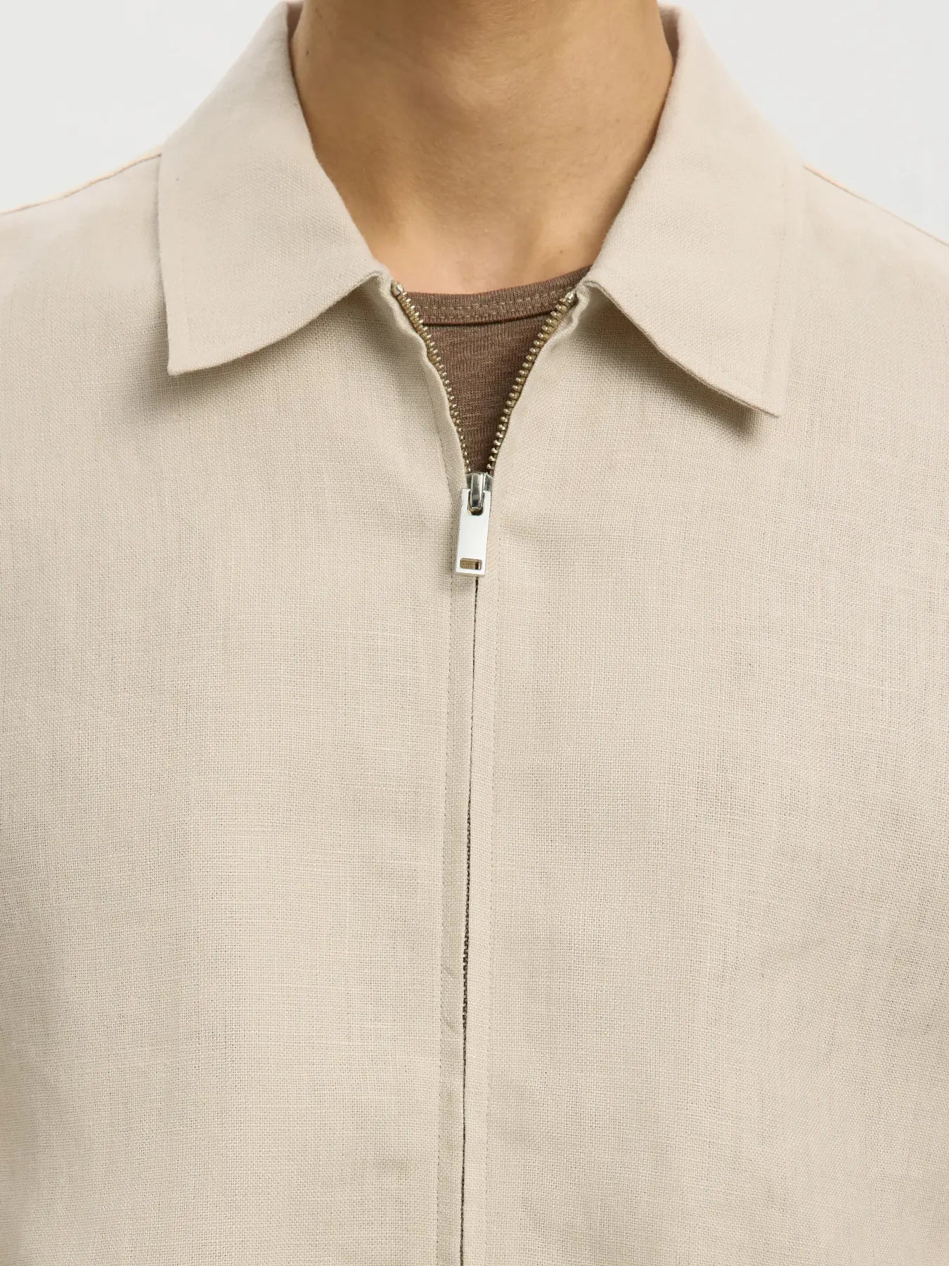 jacka linne selected homme baird linen zip jacket overshirt sommar jacka beach sand