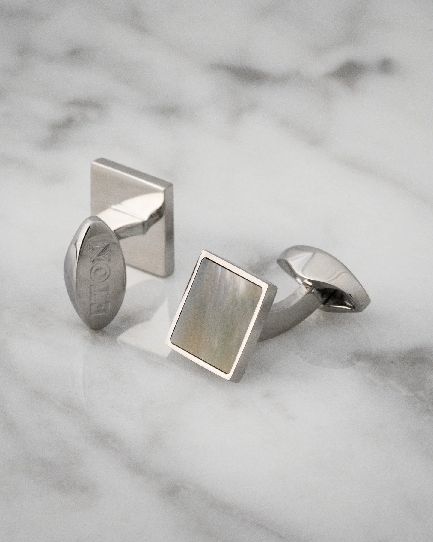 manschettknappar eton mother of pearl cufflinks silver 