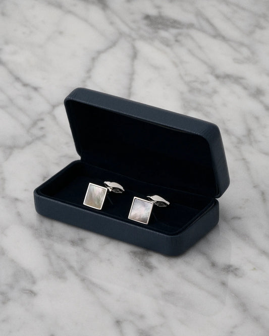 manschettknappar eton mother of pearl cufflinks silver 