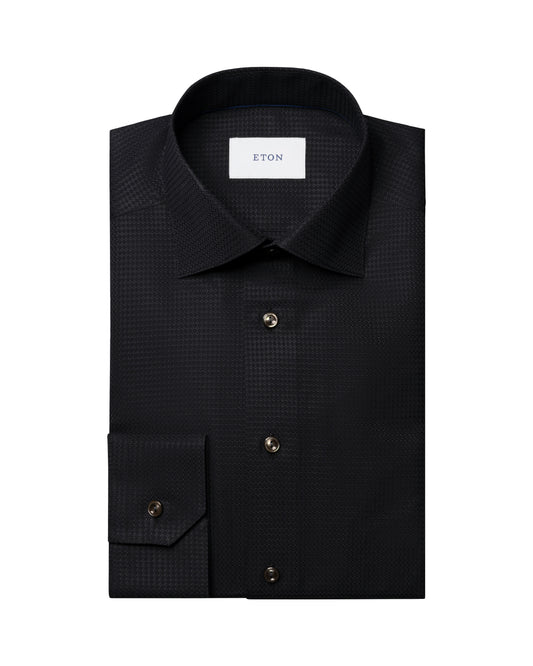 skjorta shirt eton slim fit semi solid dobby black svart etonshirts
