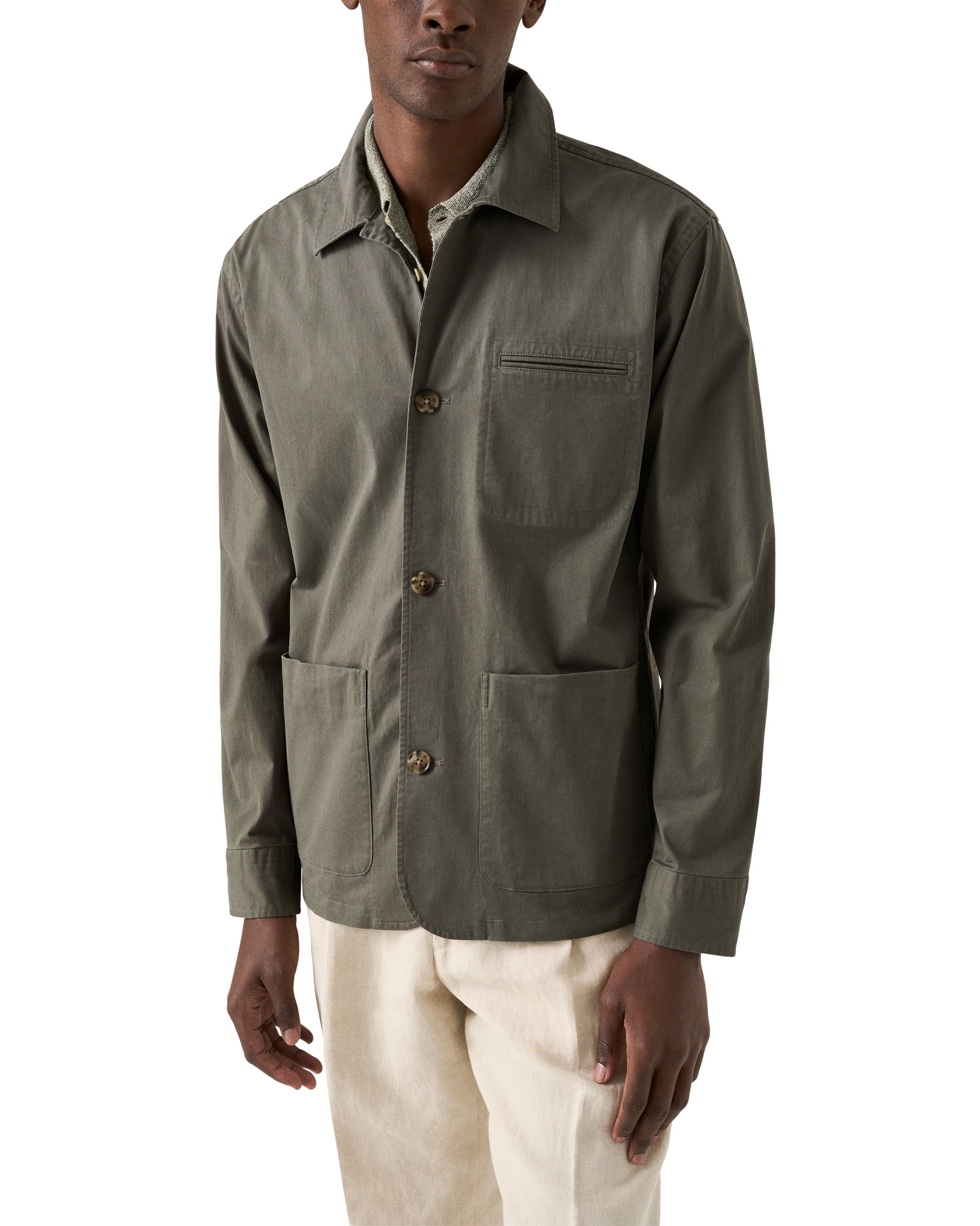 overshirt jacka kavaj eton twill core jacket light cotton green grön