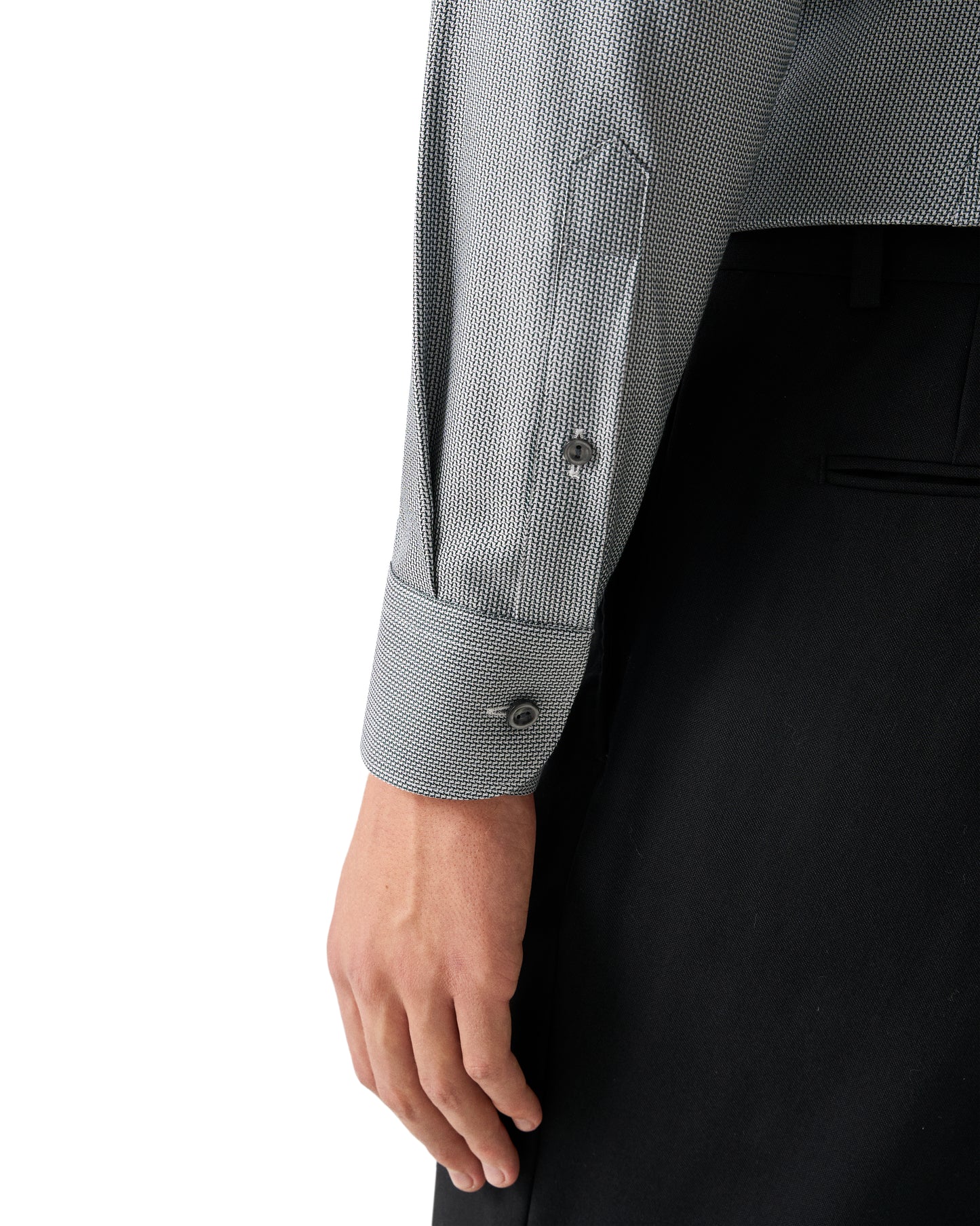 skjorta shirt eton slim fit etons hirts semi solid dobby shirt silver black svart