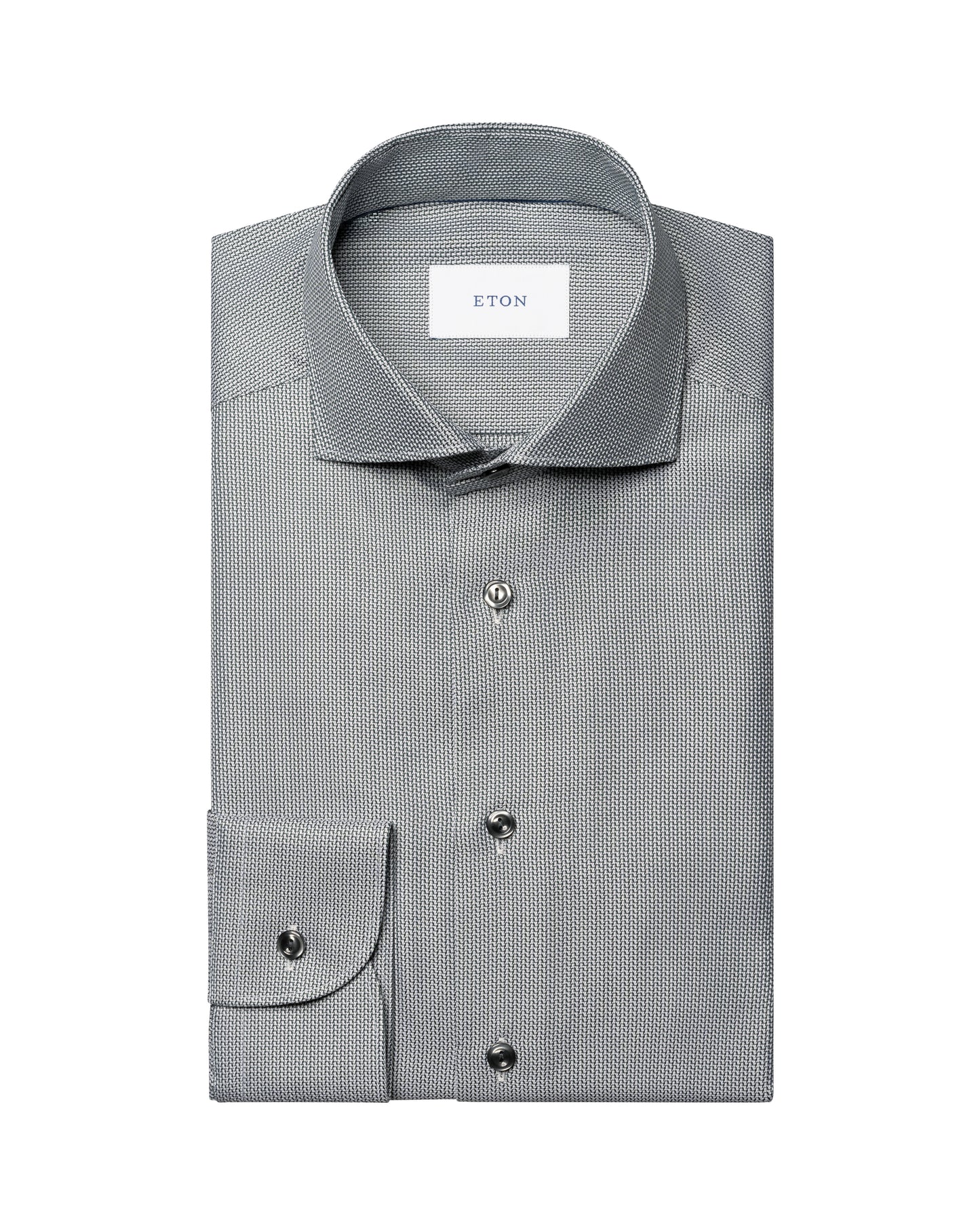skjorta shirt eton slim fit etons hirts semi solid dobby shirt silver black svart