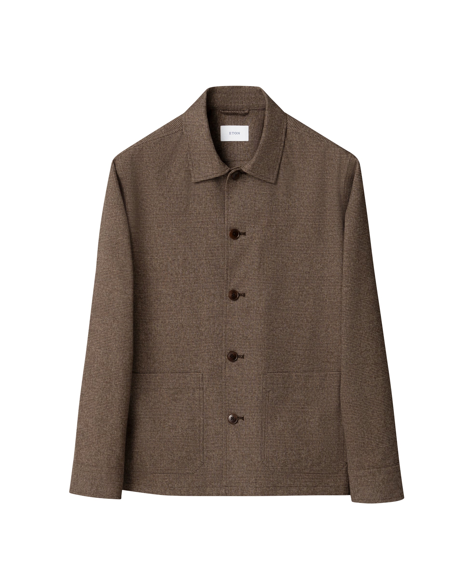 overshirt kavaj jacka eton cotton flannel two pocket jacket blazer bomull etonshirts brown brun fri frakt stenungsund