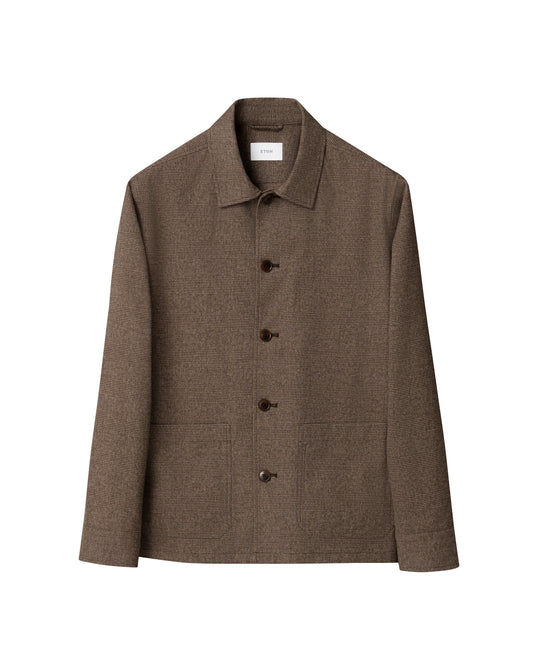 overshirt kavaj jacka eton cotton flannel two pocket jacket blazer bomull etonshirts brown brun fri frakt stenungsund