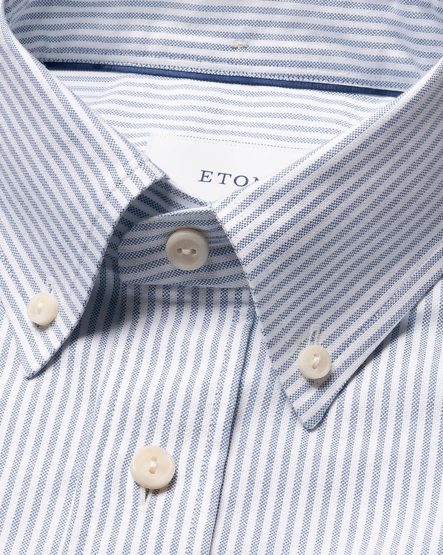 skjorta shirt eton striped oxford shirt etonshirts randig ränder blue blå white vit button down fri frakt stenungsund