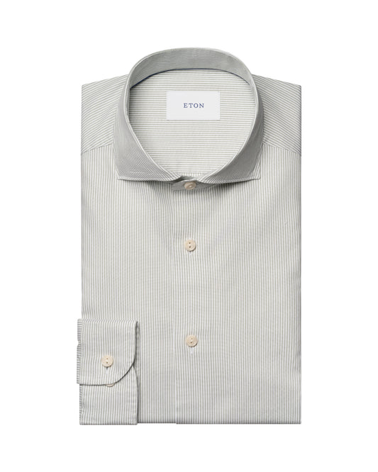 skjorta eton shirt striped oxford shirt eton shirts cut away krage bomull casual fit light green grön randig fri frakt stenungsund