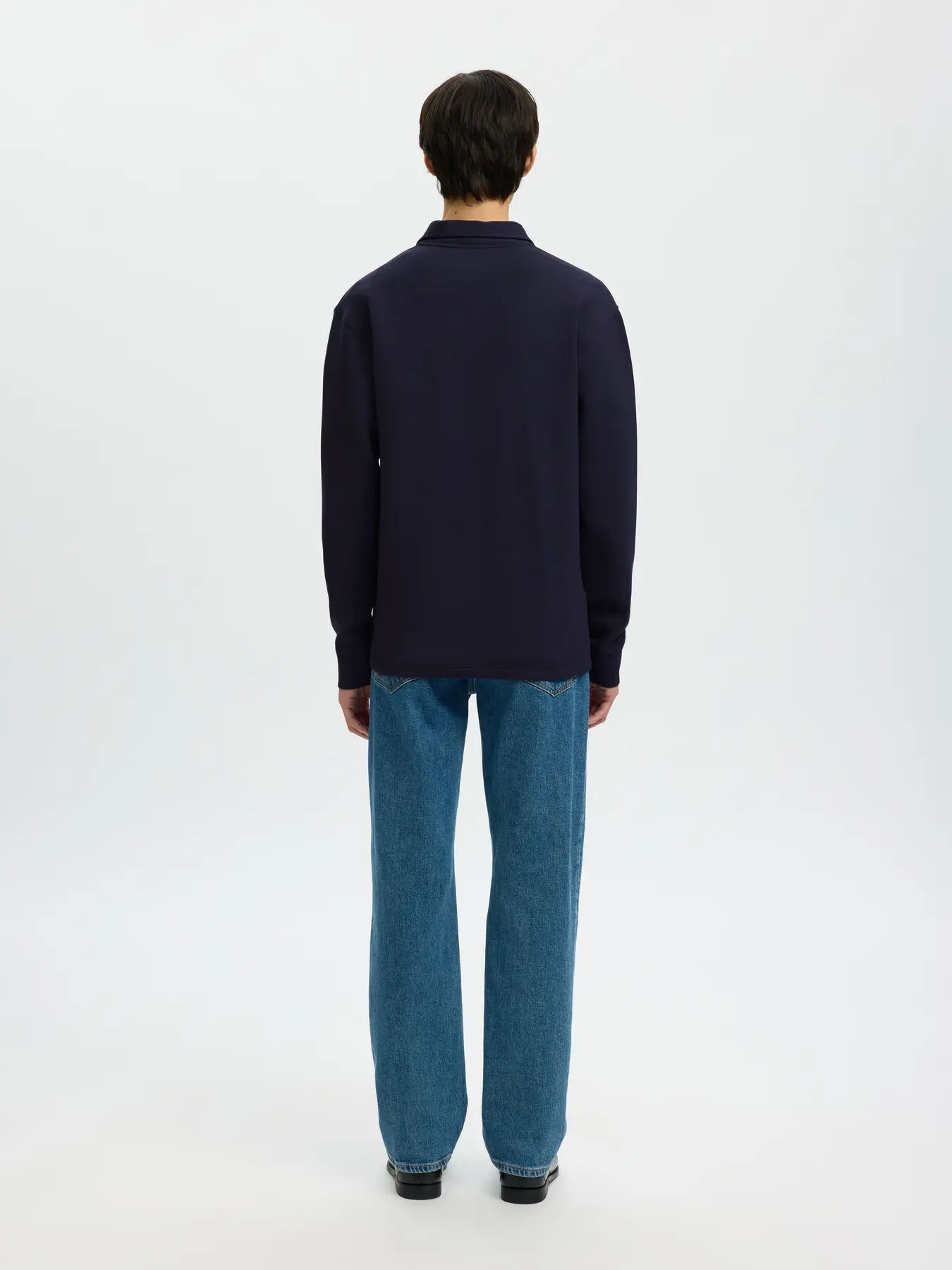 tröja manuel soft polo zip selected homme sweatshirt dragkedja sky captain navy blå